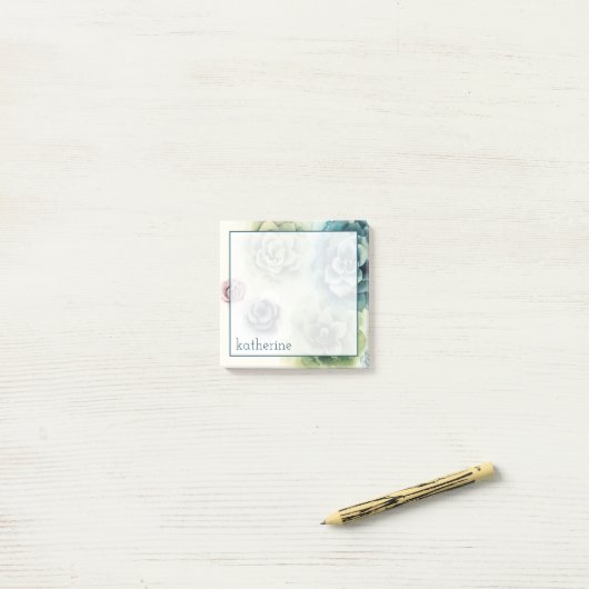 Jouw naam toevoegen | Cluster Succulenten Post-it® Notes (Op bureau)