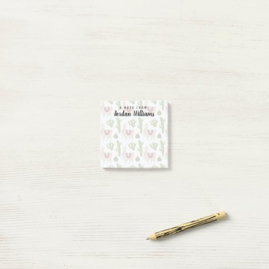Jouw naam toevoegen | Collectie Llamarama | Cactus Post-it® Notes (Op bureau)