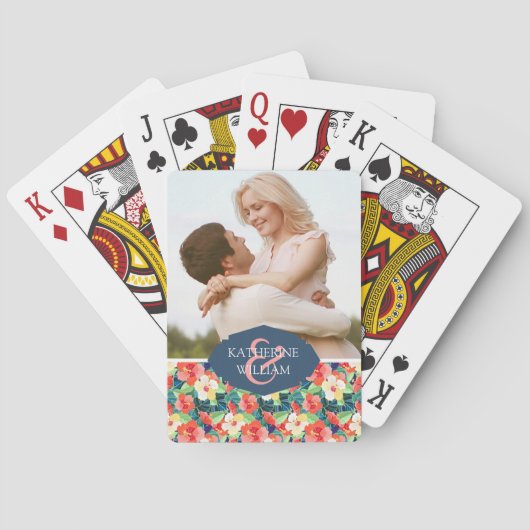 Jouw naam toevoegen | Colorful Hibiscus Pattern Speelkaarten (Achterkant)