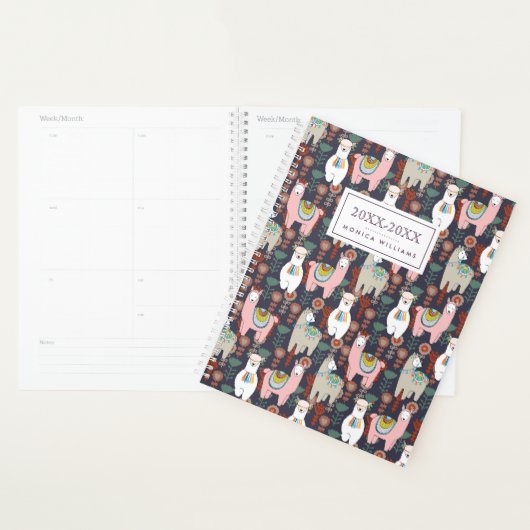 Jouw naam toevoegen | Colorful Llamas Pattern Planner (Display)