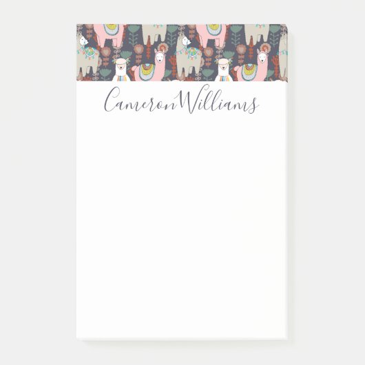 Jouw naam toevoegen | Colorful Llamas Pattern Post-it® Notes (Voorkant)