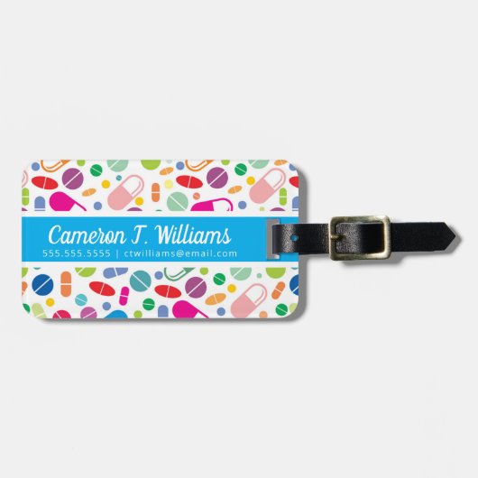 Jouw naam toevoegen | Colorful Neon Drug Pattern Bagagelabel (Voorkant horizontaal)