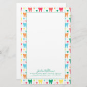 Jouw naam toevoegen | Colorful Teeth Pattern Briefpapier (Voorkant / Achterkant)