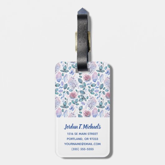 Jouw naam toevoegen | Crystals en Rozen van Unicor Bagagelabel (Achterkant verticaal)