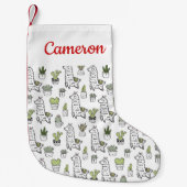 Jouw naam toevoegen | Cute Alpaca & Cactus Pattern Kleine Kerstsok (Voorkant)