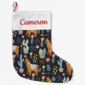 Jouw naam toevoegen | Cute Alpacas Pattern Kleine Kerstsok (Voorkant)