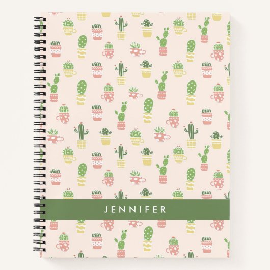 Jouw naam toevoegen | Cute Cactus Pattern Notitieboek (Voorkant)