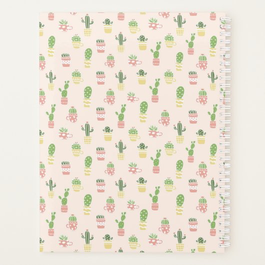 Jouw naam toevoegen | Cute Cactus Pattern Planner (Achterkant)