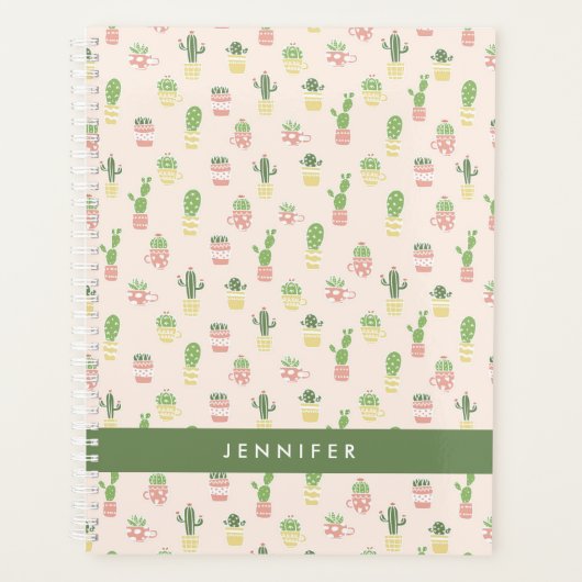 Jouw naam toevoegen | Cute Cactus Pattern Planner (Voorkant)