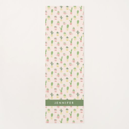 Jouw naam toevoegen | Cute Cactus Pattern Yogamat (Voorkant)