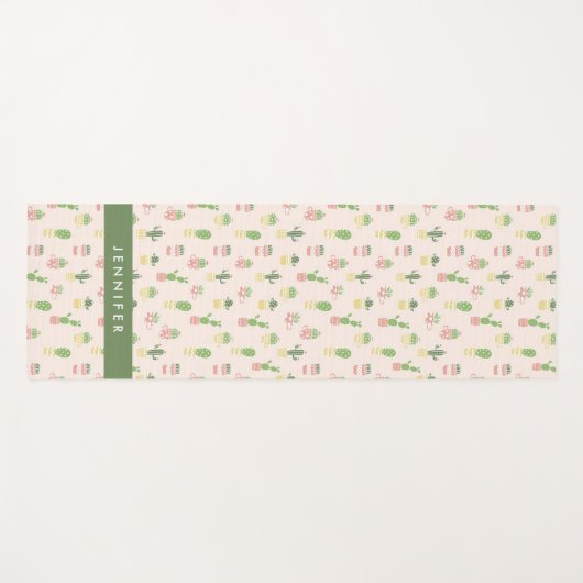 Jouw naam toevoegen | Cute Cactus Pattern Yogamat (Voorkant (horizontaal))