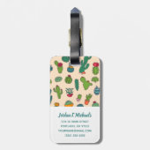 Jouw naam toevoegen | Cute Cactus Standing Pattern Bagagelabel (Achterkant verticaal)
