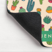 Jouw naam toevoegen | Cute Cactus Standing Pattern Muismat (Hoek)