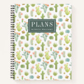Jouw naam toevoegen | Cute Cactus Standing Pattern Notitieboek (Voorkant)