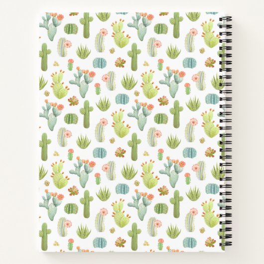 Jouw naam toevoegen | Cute Cactus Standing Pattern Notitieboek (Achterkant)