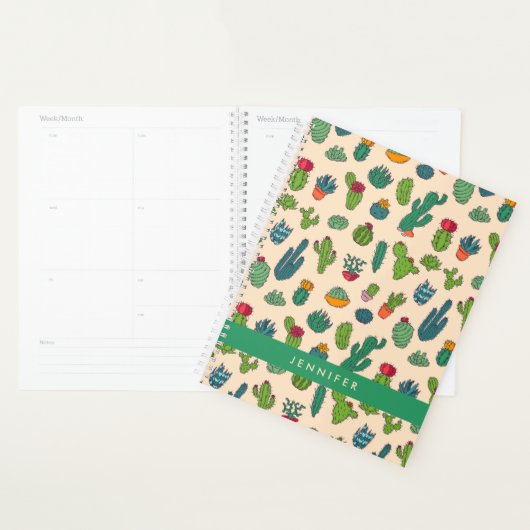 Jouw naam toevoegen | Cute Cactus Standing Pattern Planner (Display)