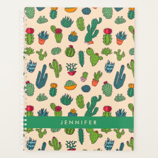Jouw naam toevoegen | Cute Cactus Standing Pattern Planner (Voorkant)