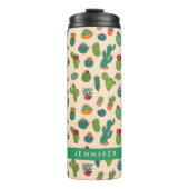 Jouw naam toevoegen | Cute Cactus Standing Pattern Thermosbeker (Voorkant)