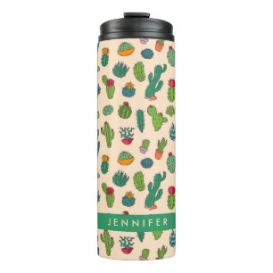 Jouw naam toevoegen   Cute Cactus Standing Pattern Thermosbeker