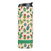 Jouw naam toevoegen | Cute Cactus Standing Pattern Thermosbeker (Gedraaid links)