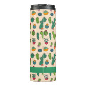 Jouw naam toevoegen | Cute Cactus Standing Pattern Thermosbeker (Achterkant)