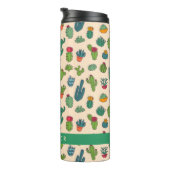 Jouw naam toevoegen | Cute Cactus Standing Pattern Thermosbeker (Geroteerd rechts)