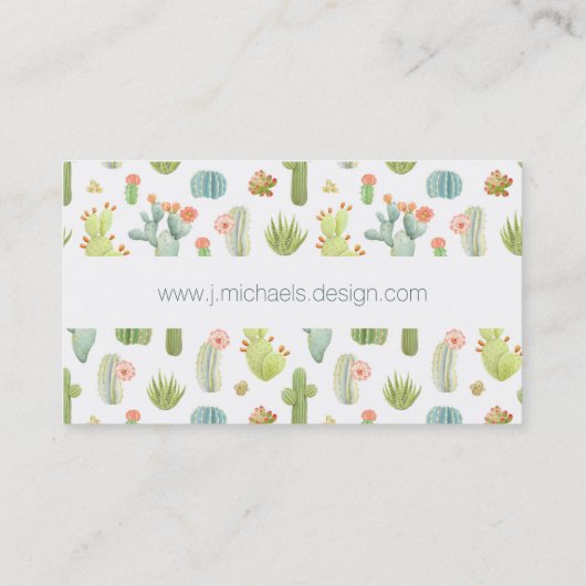 Jouw naam toevoegen | Cute Cactus Standing Pattern Visitekaartje (Achterkant)