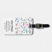 Jouw naam toevoegen | Cute Cartoon Llama Pattern Bagagelabel (Voorkant horizontaal)