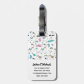 Jouw naam toevoegen | Cute Cartoon Llama Pattern Bagagelabel (Achterkant verticaal)