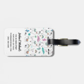 Jouw naam toevoegen | Cute Cartoon Llama Pattern Bagagelabel (Achterkant horizontaal)