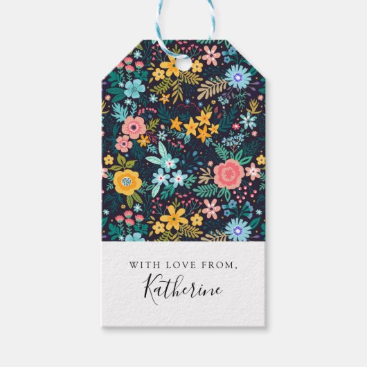 Jouw naam toevoegen | Cute Colorful Floral Pattern Cadeaulabel (Voorkant)