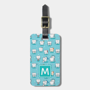 Jouw naam toevoegen Cute Dental Pattern Bagagelabel