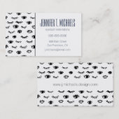 Jouw naam toevoegen | Cute Doodle Eyelash Patroon Visitekaartje (Voorkant / Achterkant)