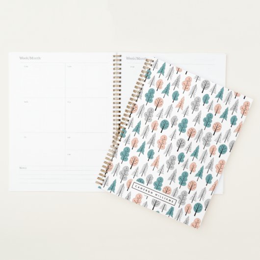 Jouw naam toevoegen | Cute Doodle Forest Pattern Planner (Display)