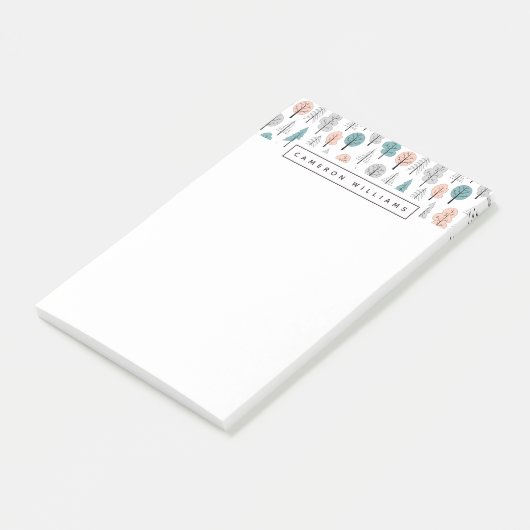 Jouw naam toevoegen | Cute Doodle Forest Pattern Post-it® Notes (Schuin)