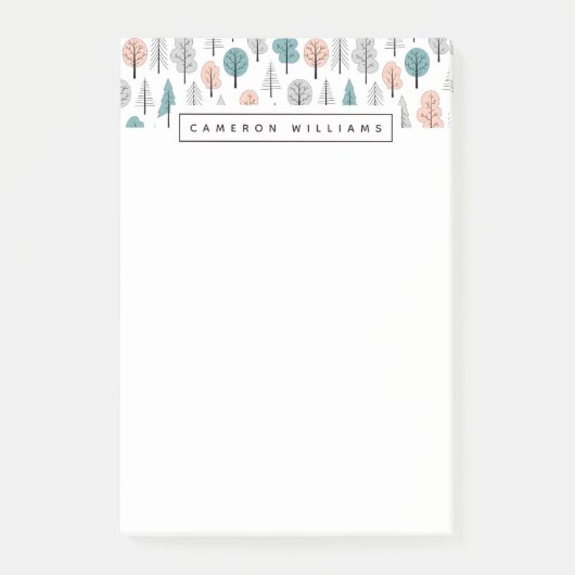 Jouw naam toevoegen | Cute Doodle Forest Pattern Post-it® Notes (Voorkant)