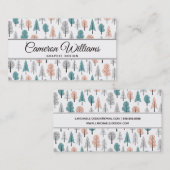 Jouw naam toevoegen | Cute Doodle Forest Pattern Visitekaartje (Voorkant / Achterkant)
