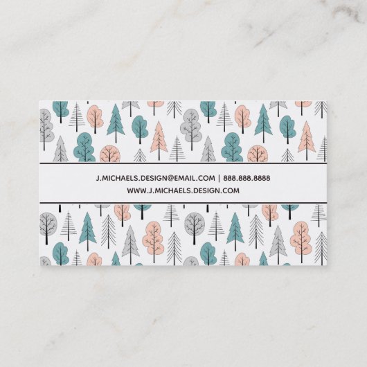 Jouw naam toevoegen | Cute Doodle Forest Pattern Visitekaartje (Achterkant)