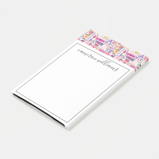 Jouw naam toevoegen | Cute Doodle Manicure Pattern Post-it® Notes (Schuin)