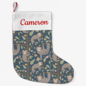 Jouw naam toevoegen | Cute Floral Sloth Pattern Kleine Kerstsok (Voorkant)
