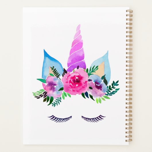 Jouw naam toevoegen | Cute Magical Unicorn Face Planner (Achterkant)