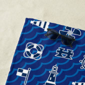 Jouw naam toevoegen | Cute Nautical Waves Pattern Strandlaken (In situ)