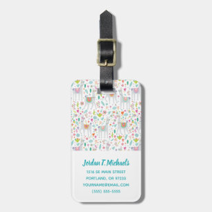 Jouw naam toevoegen Cute Pastel Llama Pattern Bagagelabel
