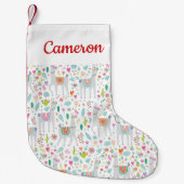 Jouw naam toevoegen | Cute Pastel Llama Pattern Kleine Kerstsok (Voorkant)