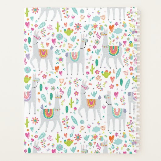 Jouw naam toevoegen | Cute Pastel Llama Pattern Planner (Achterkant)