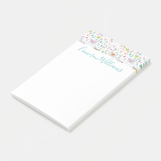 Jouw naam toevoegen | Cute Pastel Llama Pattern Post-it® Notes (Schuin)