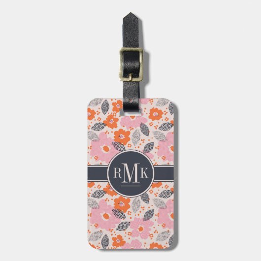 Jouw naam toevoegen | Cute Retro Floral Pattern Bagagelabel (Voorkant verticaal)