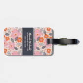 Jouw naam toevoegen | Cute Retro Floral Pattern Bagagelabel (Achterkant horizontaal)