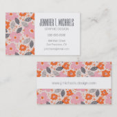 Jouw naam toevoegen | Cute Retro Floral Pattern Visitekaartje (Voorkant / Achterkant)