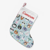 Jouw naam toevoegen | Cute Tribal Face Pattern Kleine Kerstsok (Voorkant (Hangend))